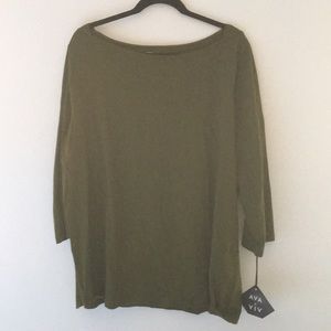 Ava and Vic NWT 2XL Green 3/4 Sleeve T Shirt
